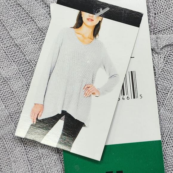 NEW Beatrix OST Sweater Womens XL Gray V-Neck Ribbed Pullover Asymmetric Tunic - Picture 4 of 13